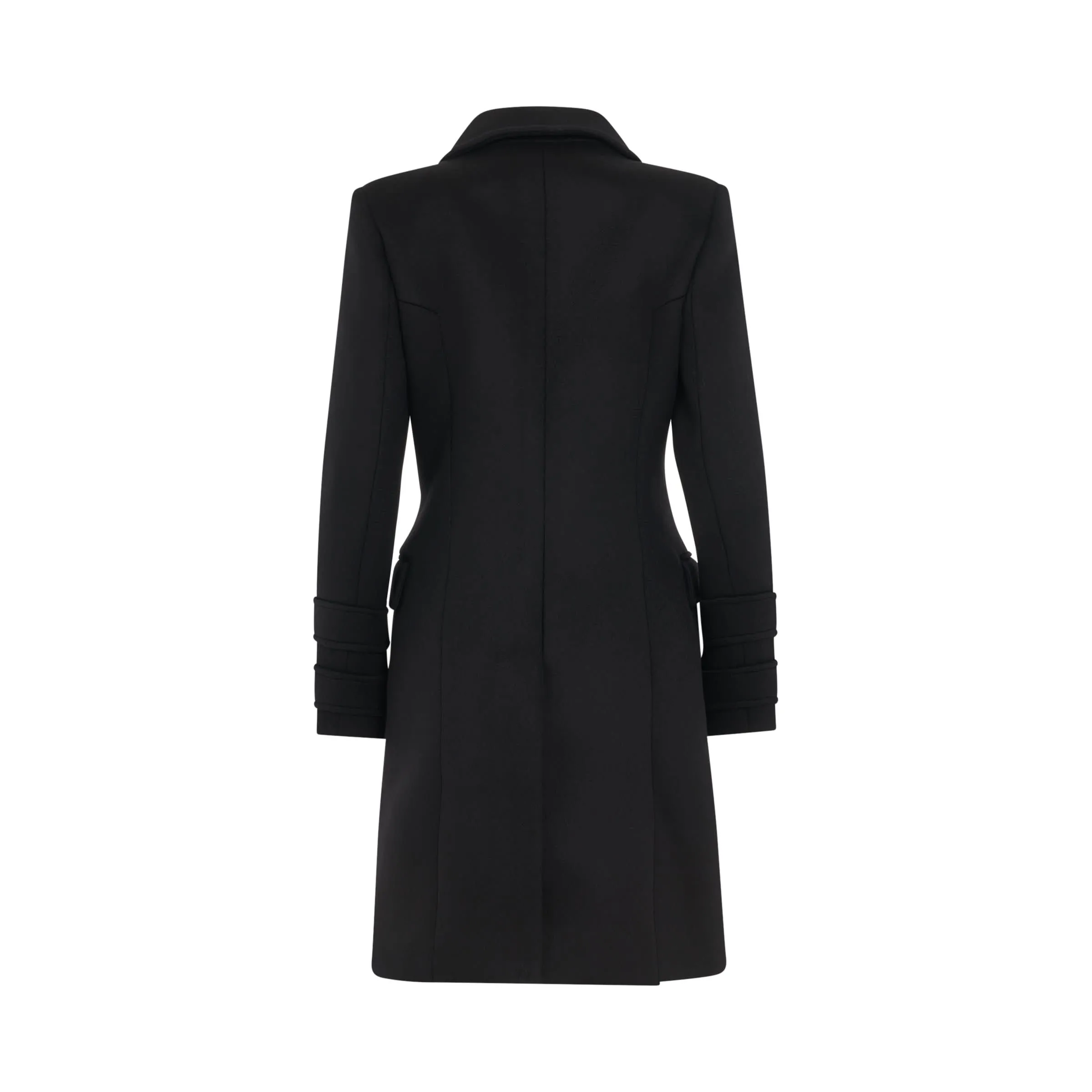 10 Button Wool & Cashmere Coat in Black