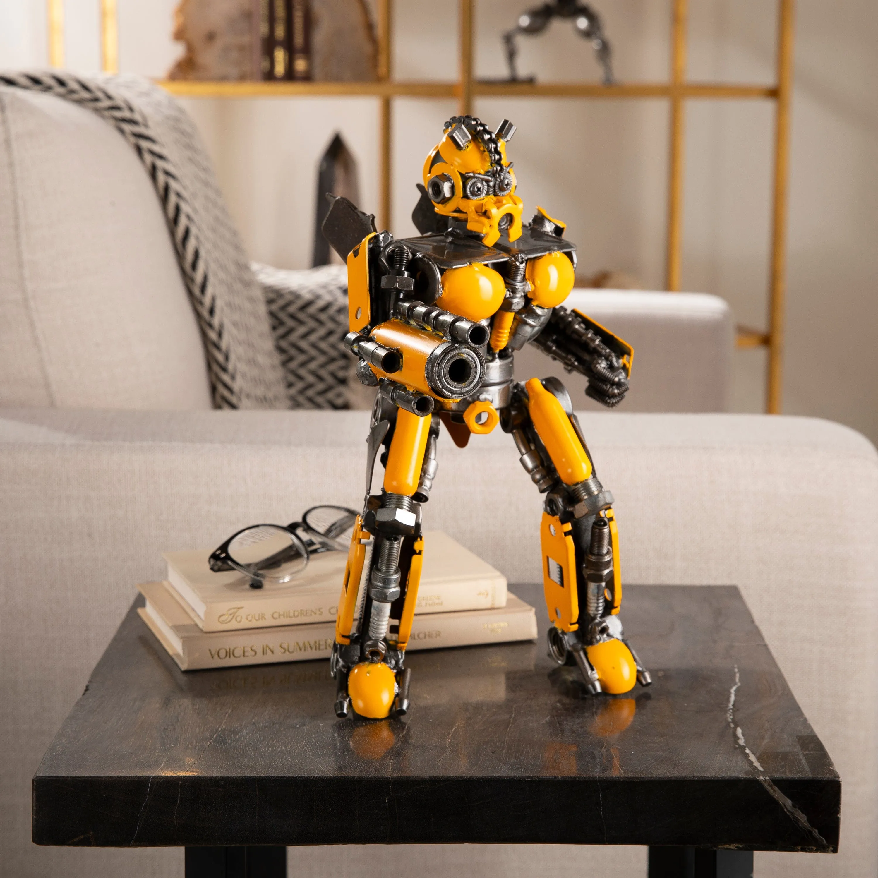 14" BumbleBee Inspired Recycled Metal Sculpture