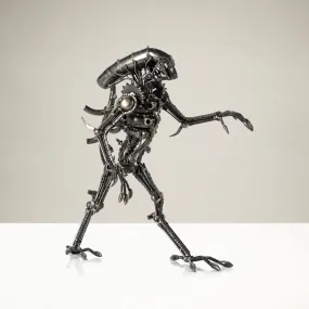 17" Alien Inspired Recycled Metal Sculpture