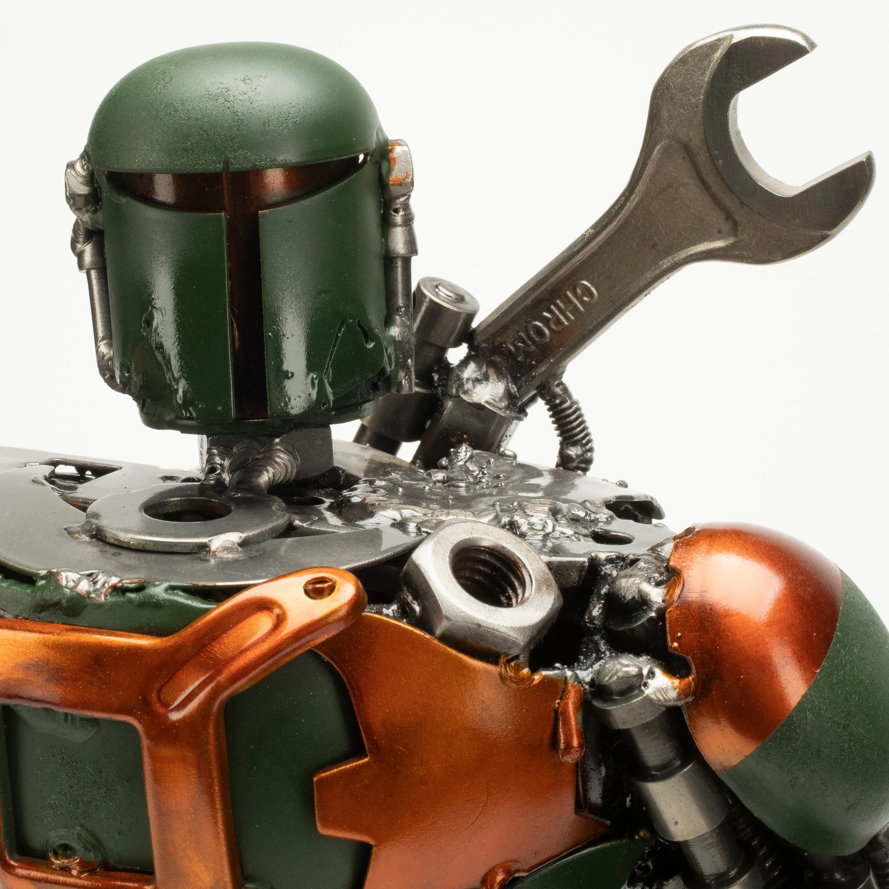 20" Boba Fett with Blaster Inspired Recycled Metal Art Sculpture