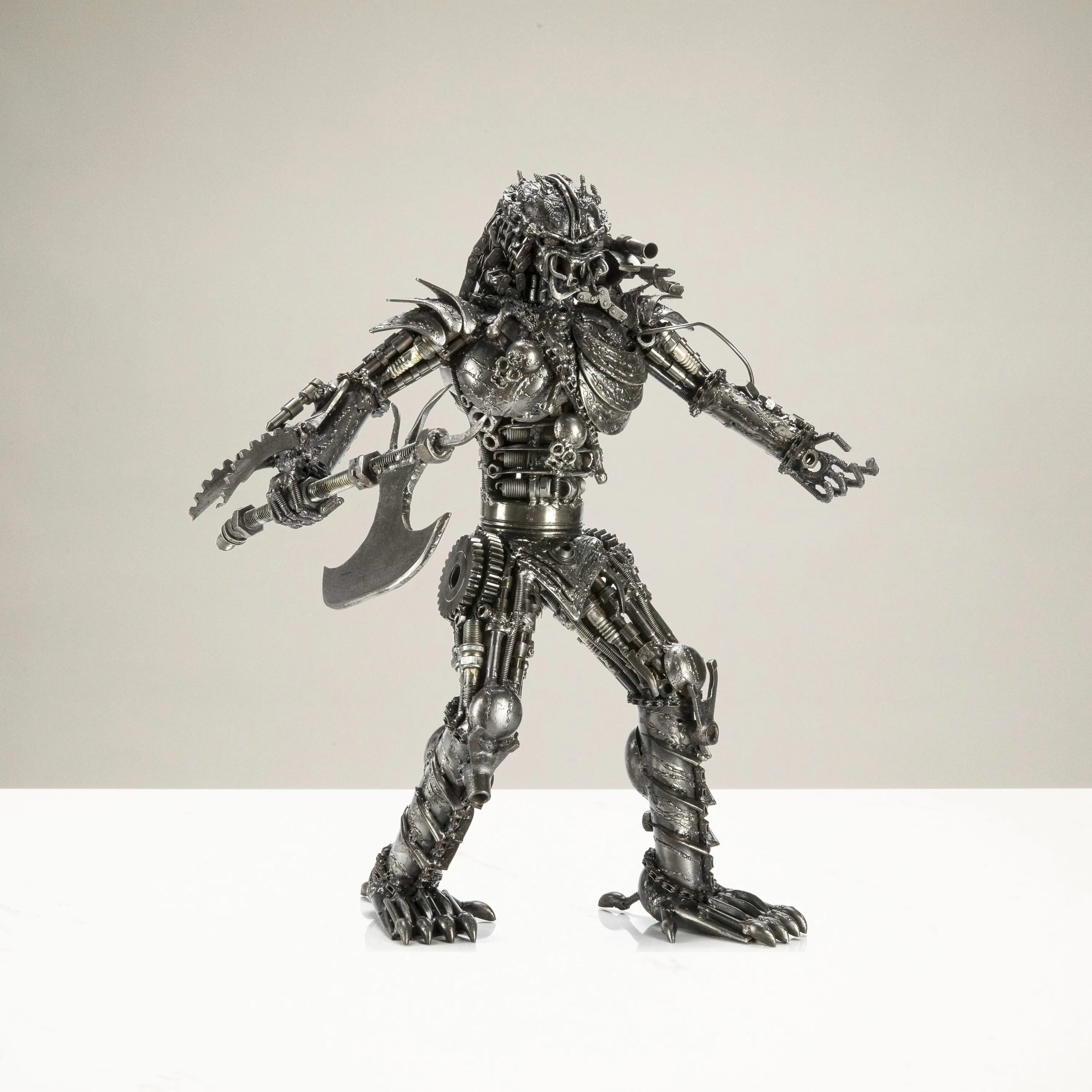 23" Predator with Axe Inspired Recycled Metal Sculpture