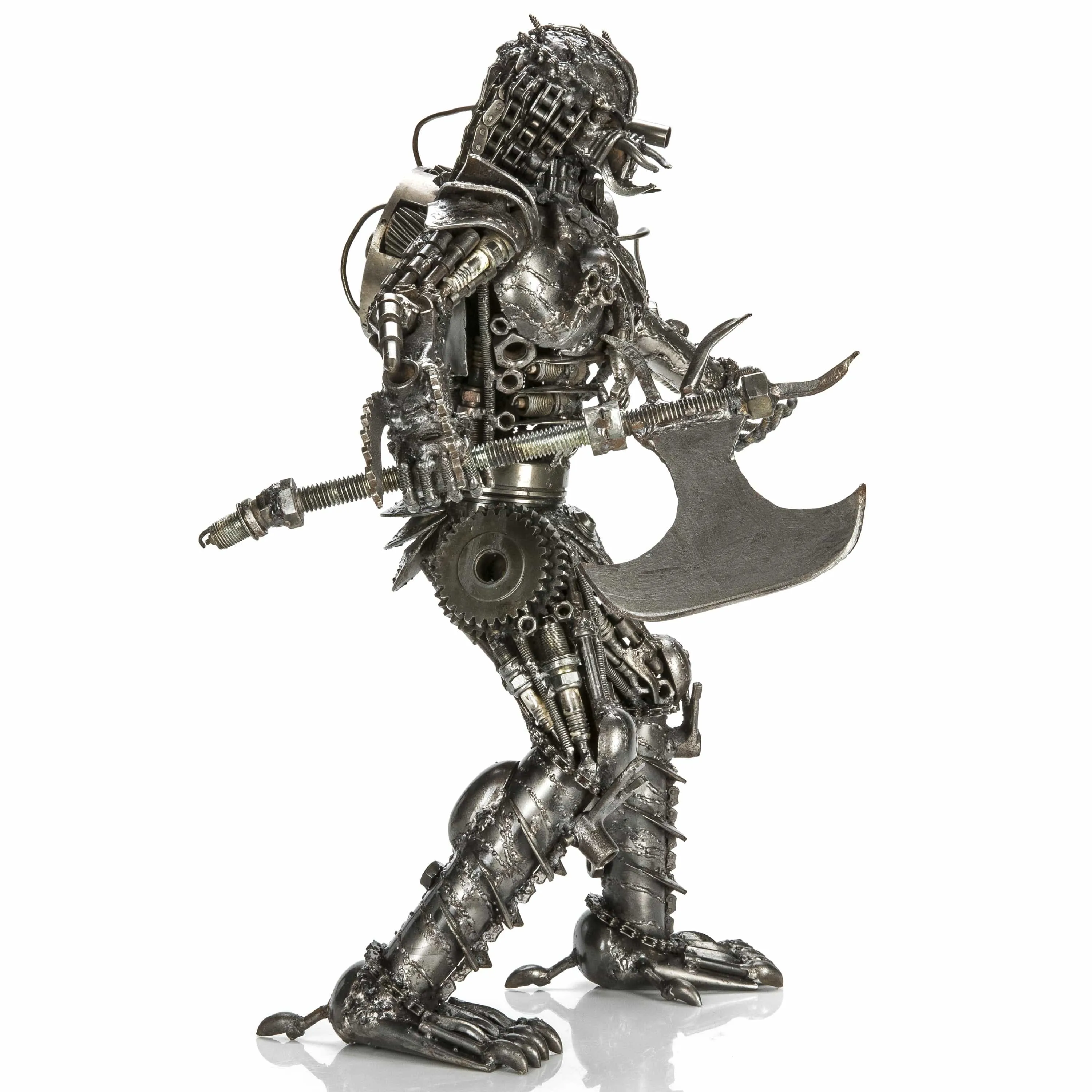 23" Predator with Axe Inspired Recycled Metal Sculpture