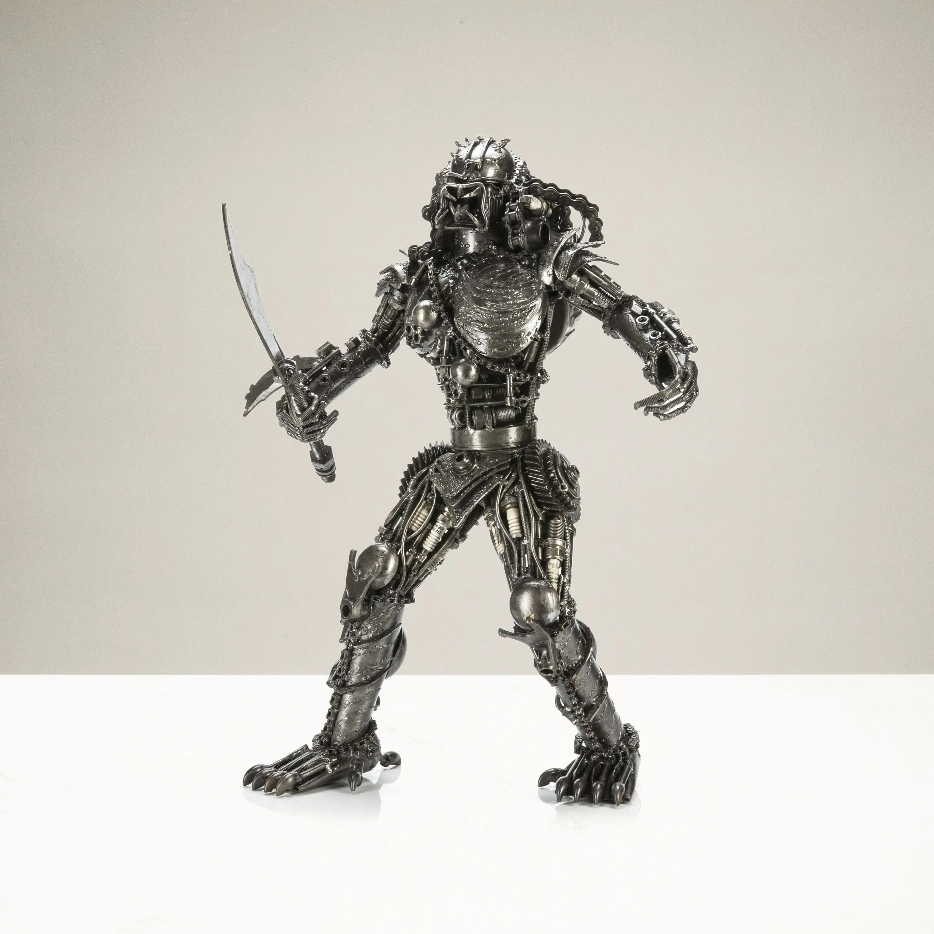 23" Predator with Sword Inspired Recycled Metal Sculpture