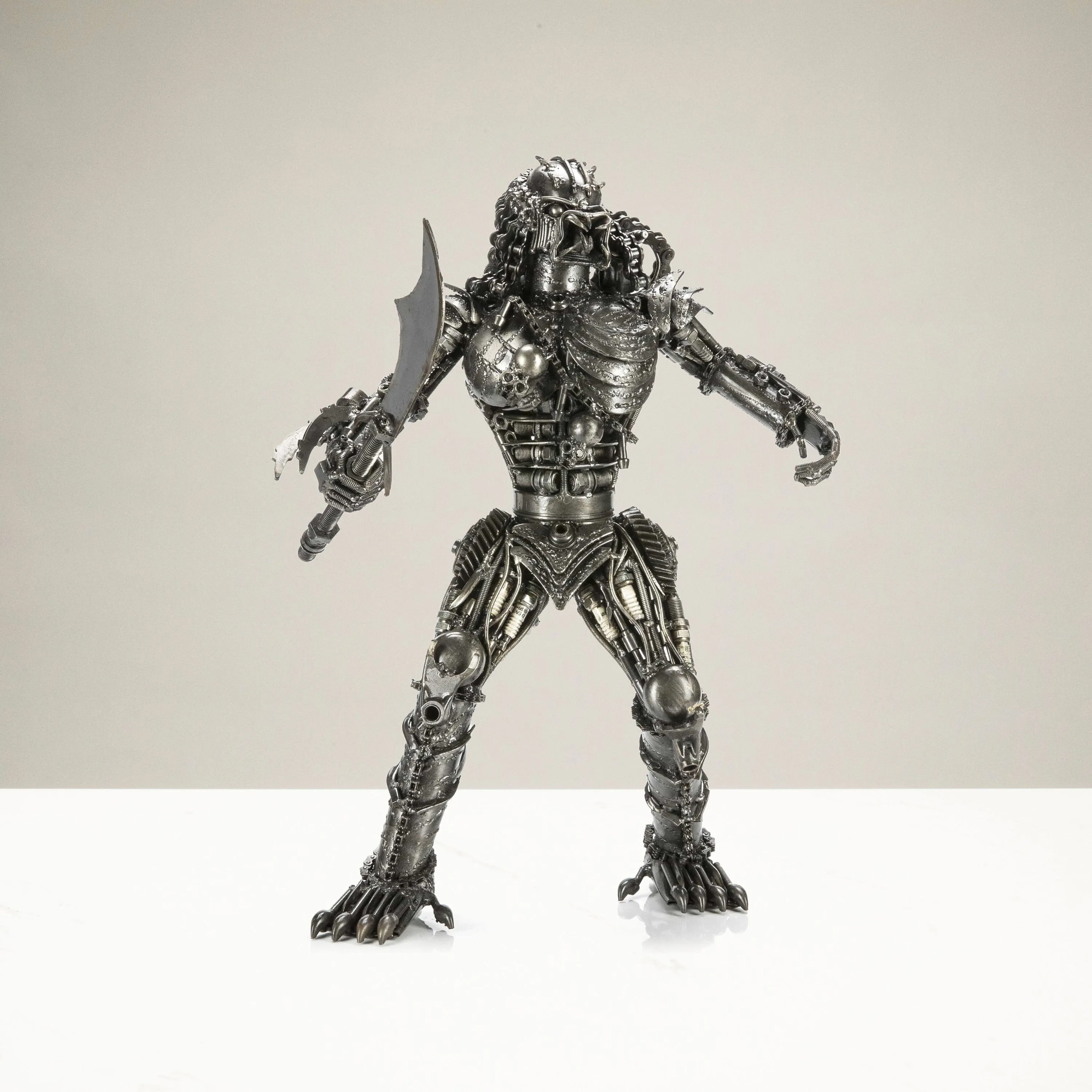 23" Predator with Sword Inspired Recycled Metal Sculpture