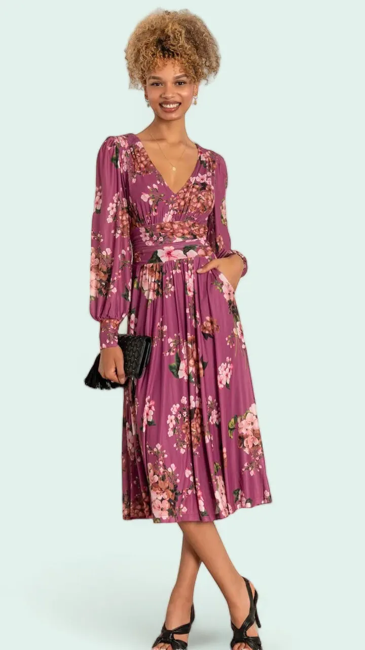 4-A1475 Phoebe Mauve Floral Dress