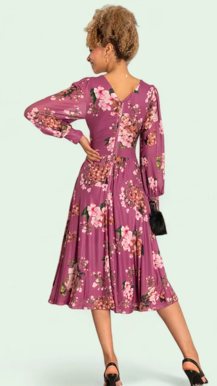 4-A1475 Phoebe Mauve Floral Dress