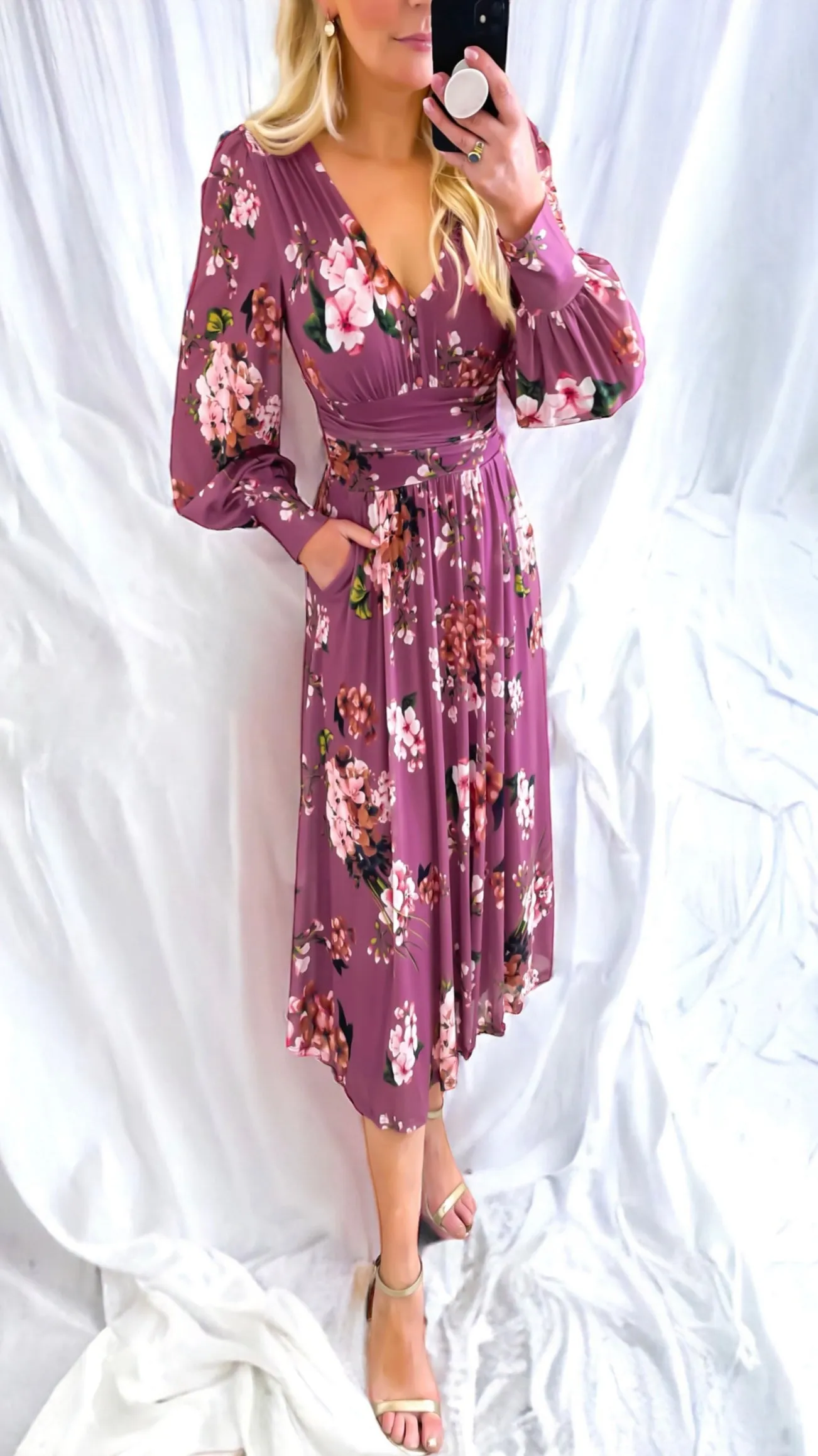 4-A1475 Phoebe Mauve Floral Dress