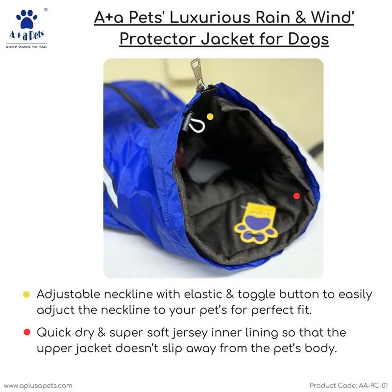 A a Pets' Luxurious Rain & Wind' Protector Jacket for Dogs - Blue