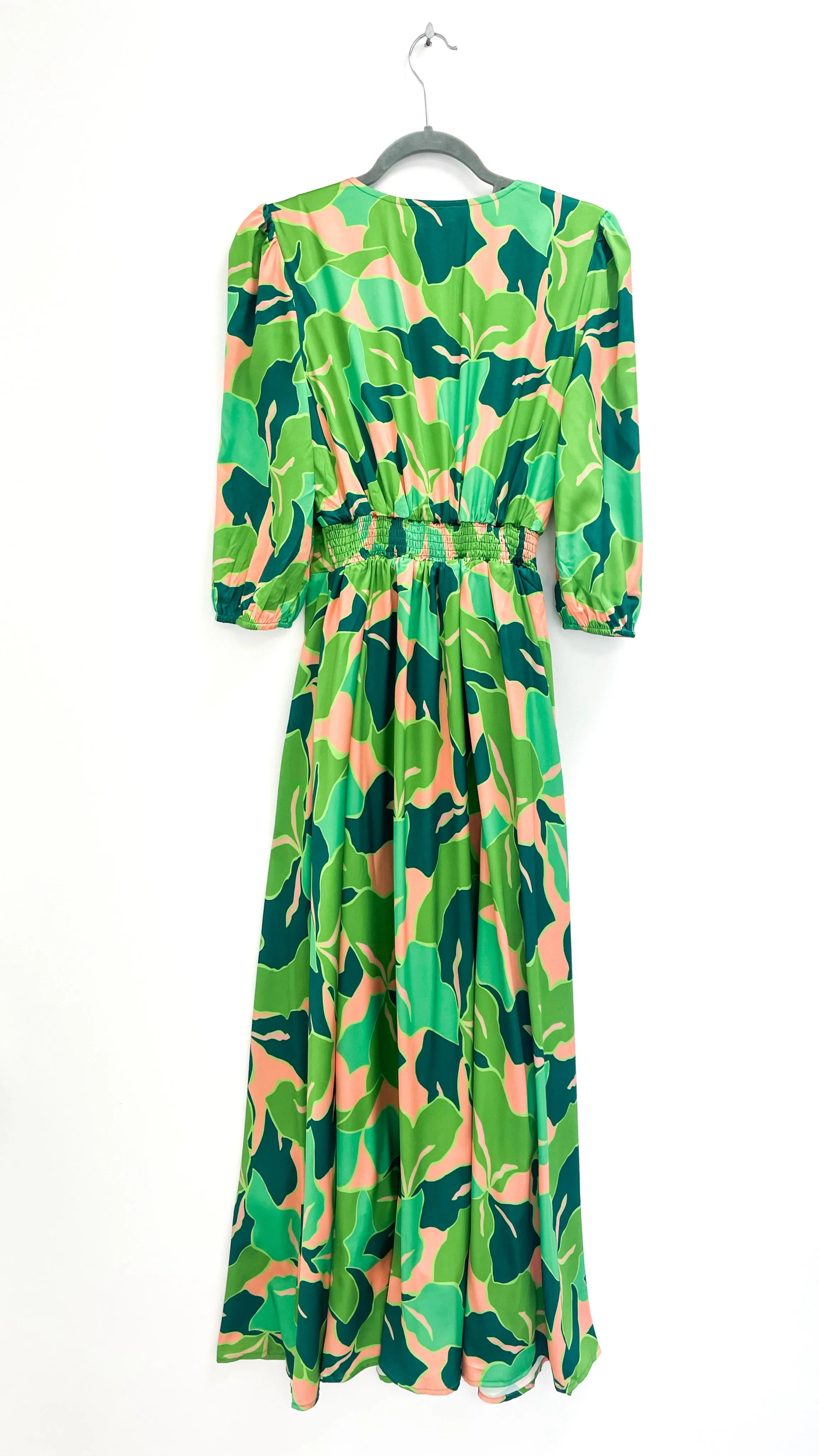 A1633 Audrey Midi Dress Green Print