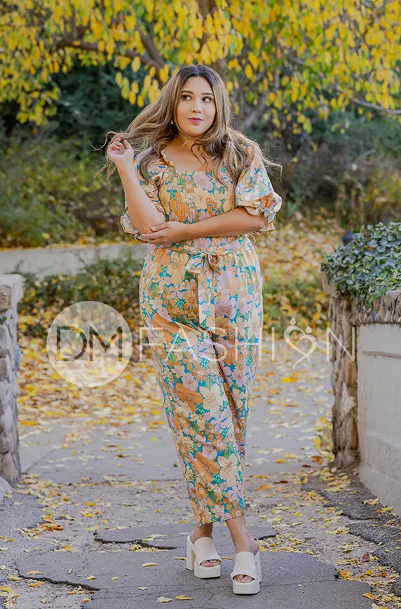 Aberdeen Retro Floral Jumpsuit - DM Exclusive