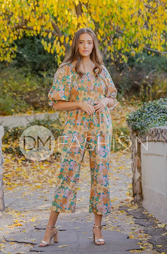 Aberdeen Retro Floral Jumpsuit - DM Exclusive