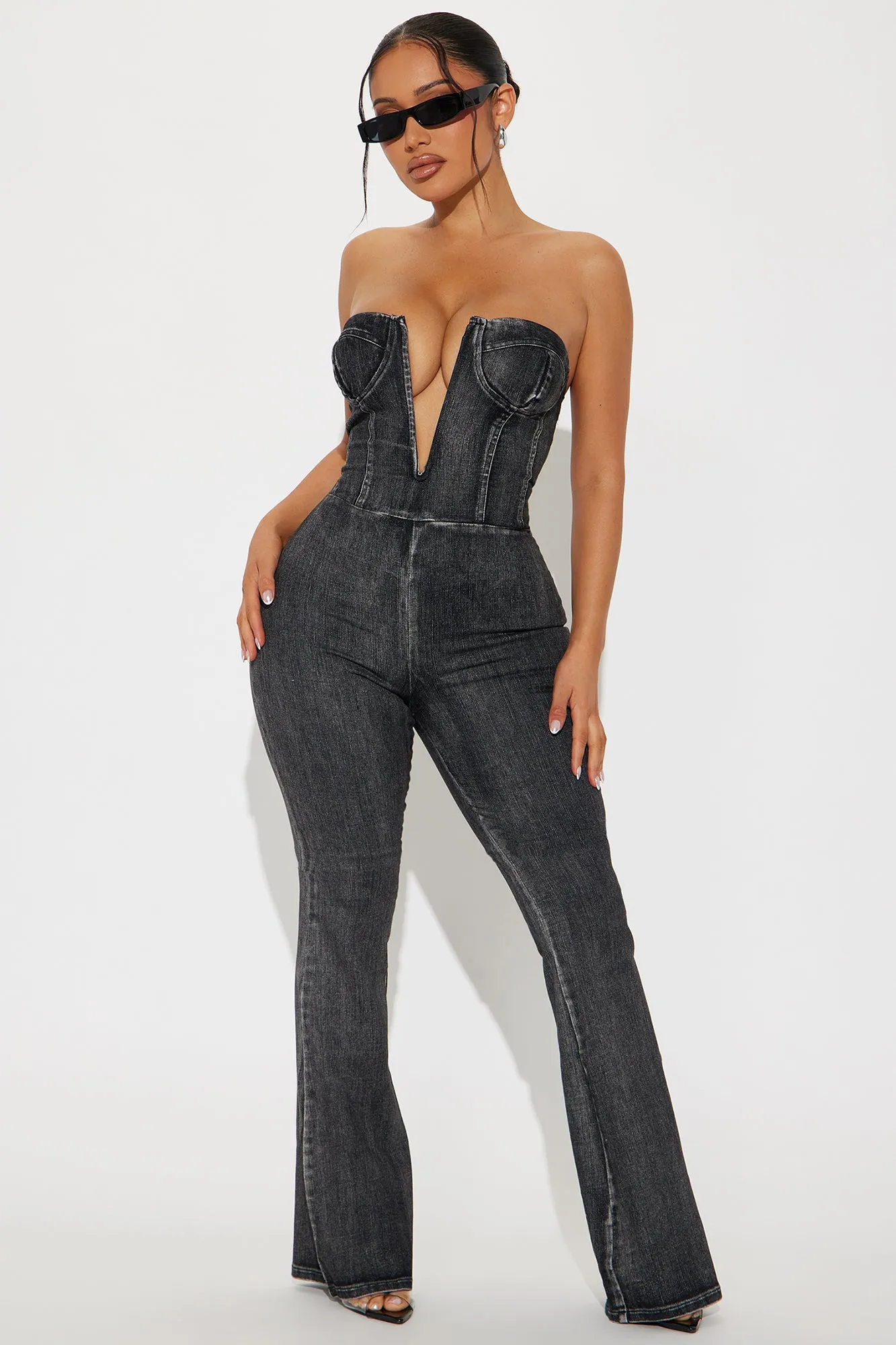 About A Girl Denim Jumpsuit - Black Wash