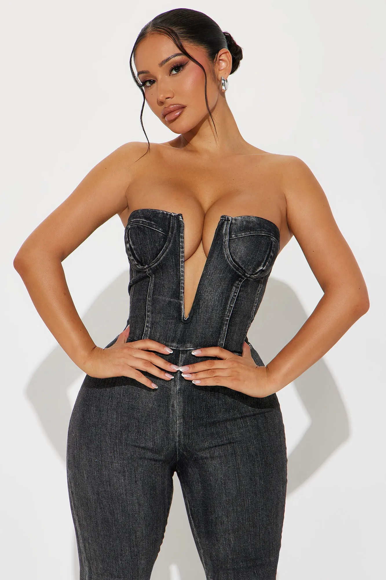 About A Girl Denim Jumpsuit - Black Wash