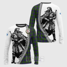 Adam Tartan Clan Crest Long Sleeve T-Shirt with Highlander Warrior Celtic Style