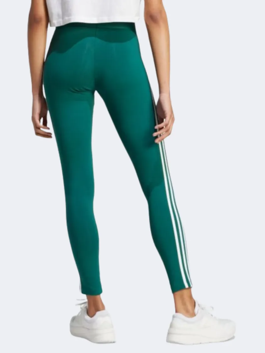 Adidas Essentials 3 Stripes Women Sportswear Tight Dark Green/White