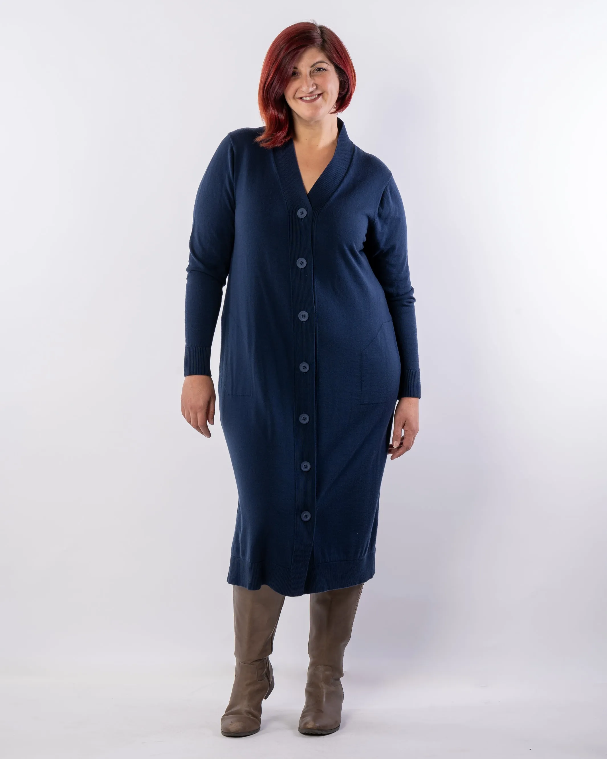 Adore You Merino Cardigan Dress - Indigo