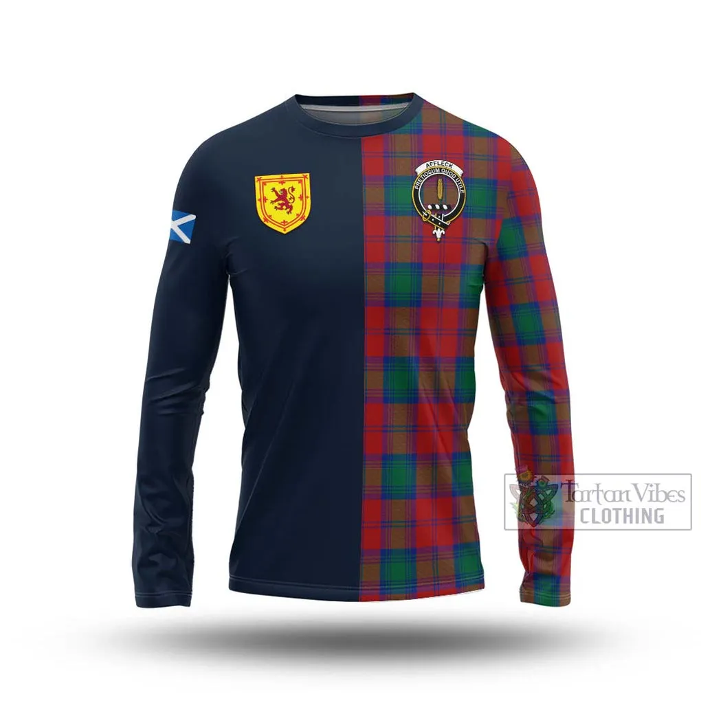 Affleck Tartan Long Sleeve T-Shirt Alba with Scottish Lion Royal Arm Half Style