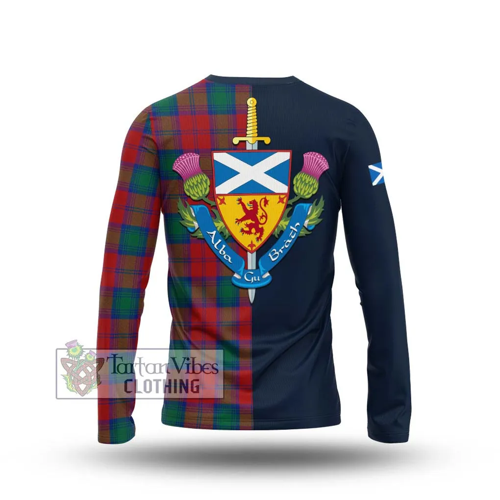 Affleck Tartan Long Sleeve T-Shirt Alba with Scottish Lion Royal Arm Half Style