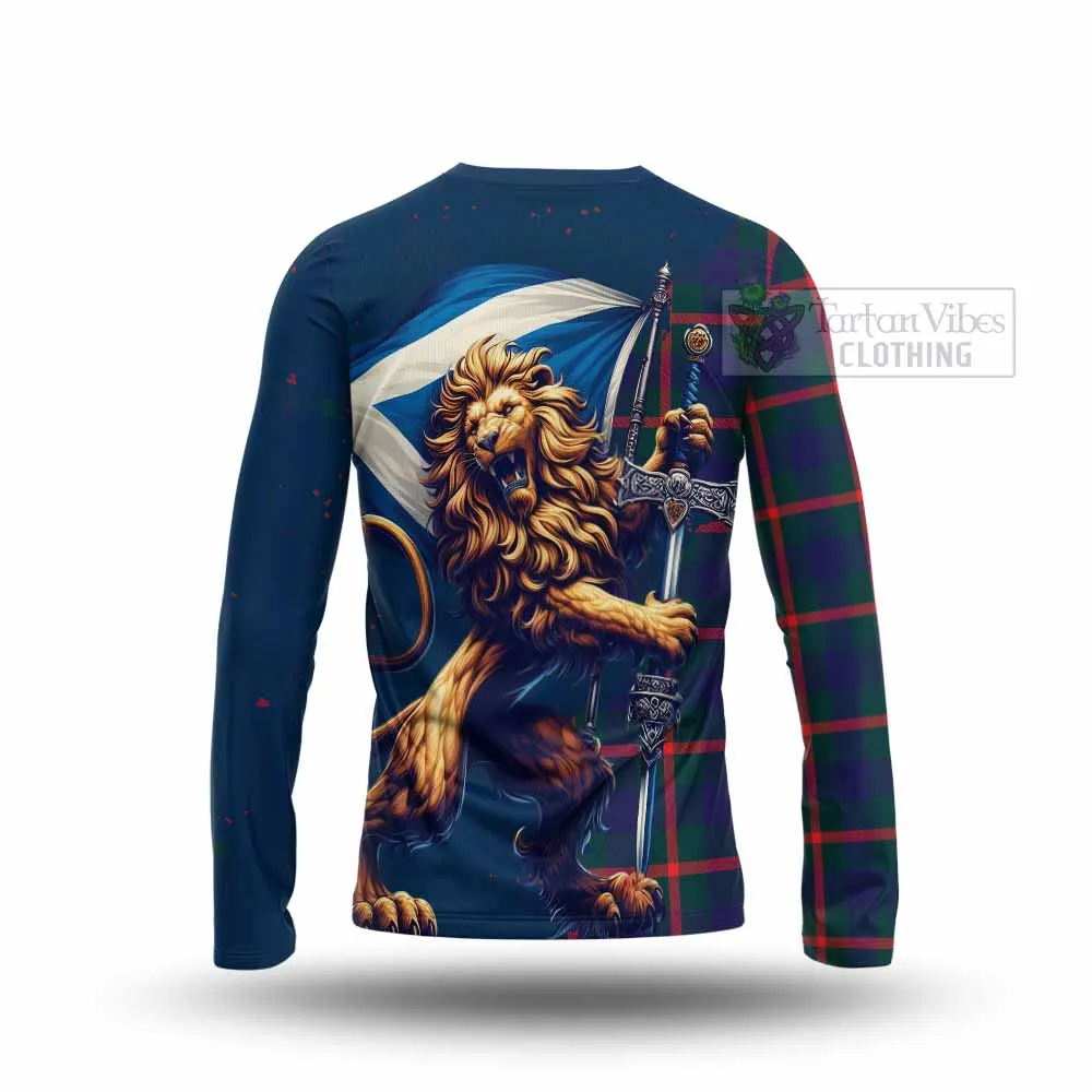 Agnew Tartan Family Crest Long Sleeve T-Shirt with Scottish Majestic Lion