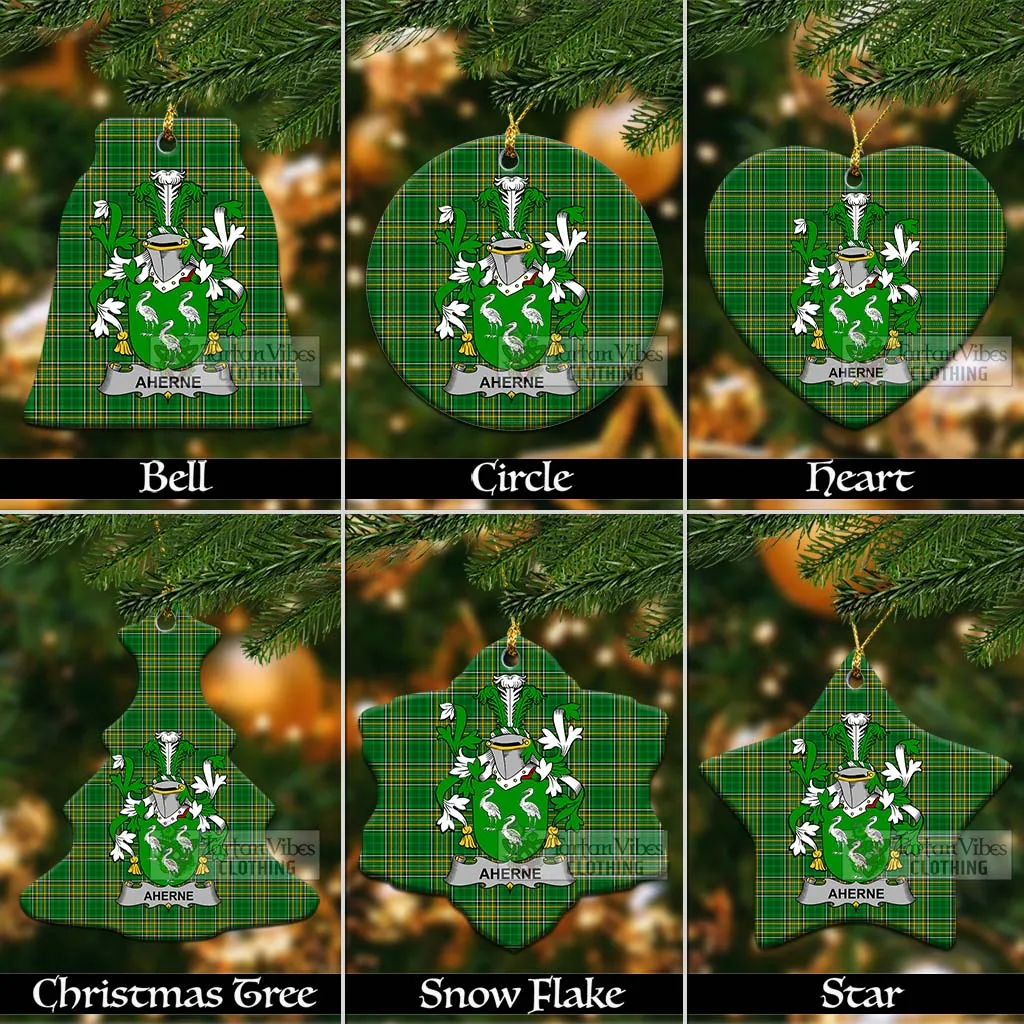 Aherne Irish Clan Tartan Christmas Ceramic Ornament with Coat of Arms