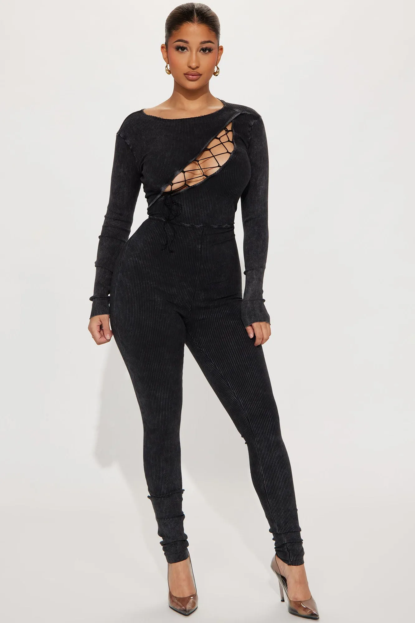 Alayna Ribbed Jumpsuit - Black