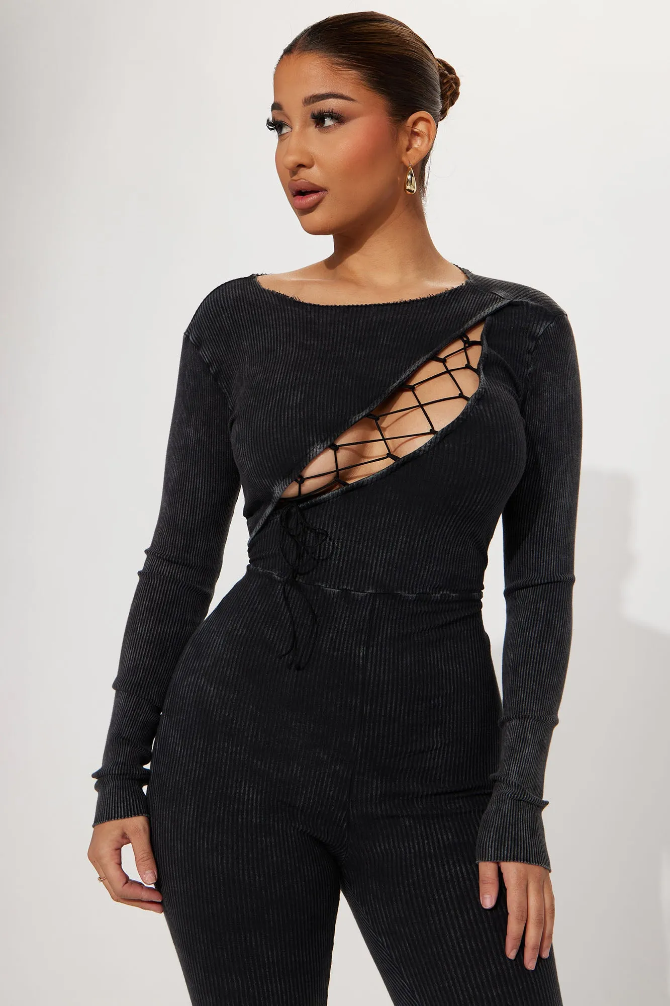 Alayna Ribbed Jumpsuit - Black