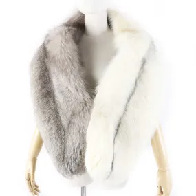 Alexander McQueen Fox Silk Fur Shawl Gray White