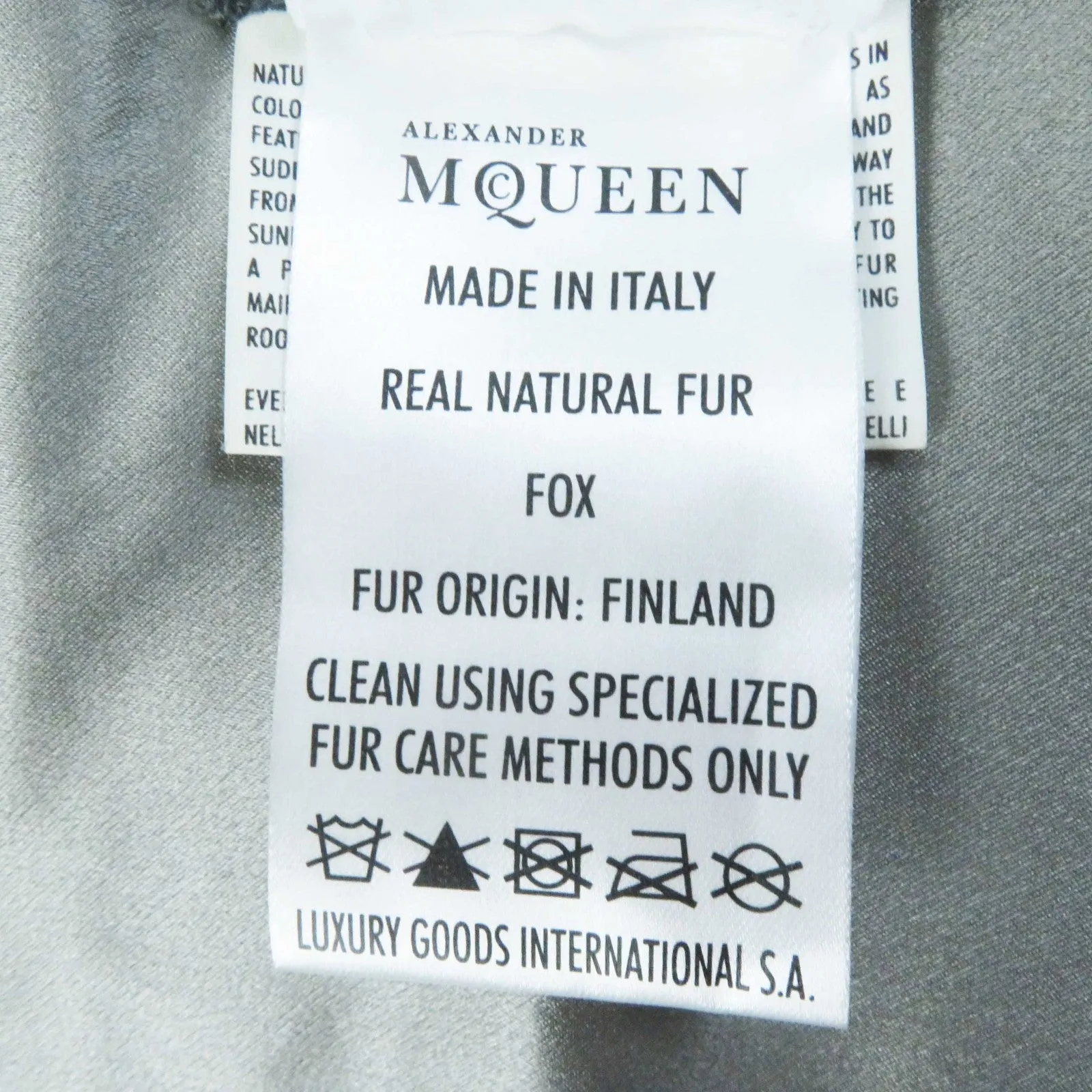 Alexander McQueen Fox Silk Fur Shawl Gray White