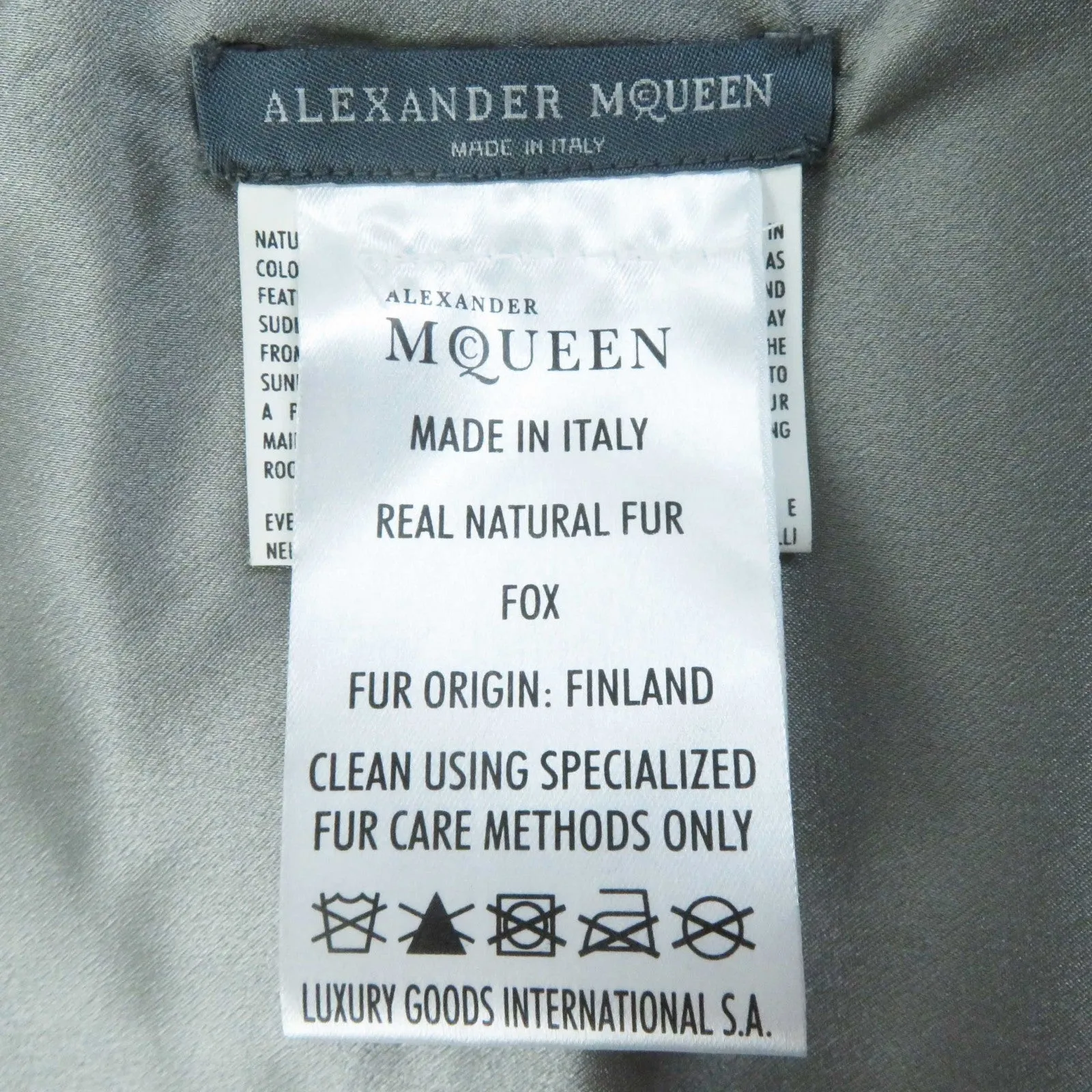 Alexander McQueen Fox Silk Fur Shawl Gray White