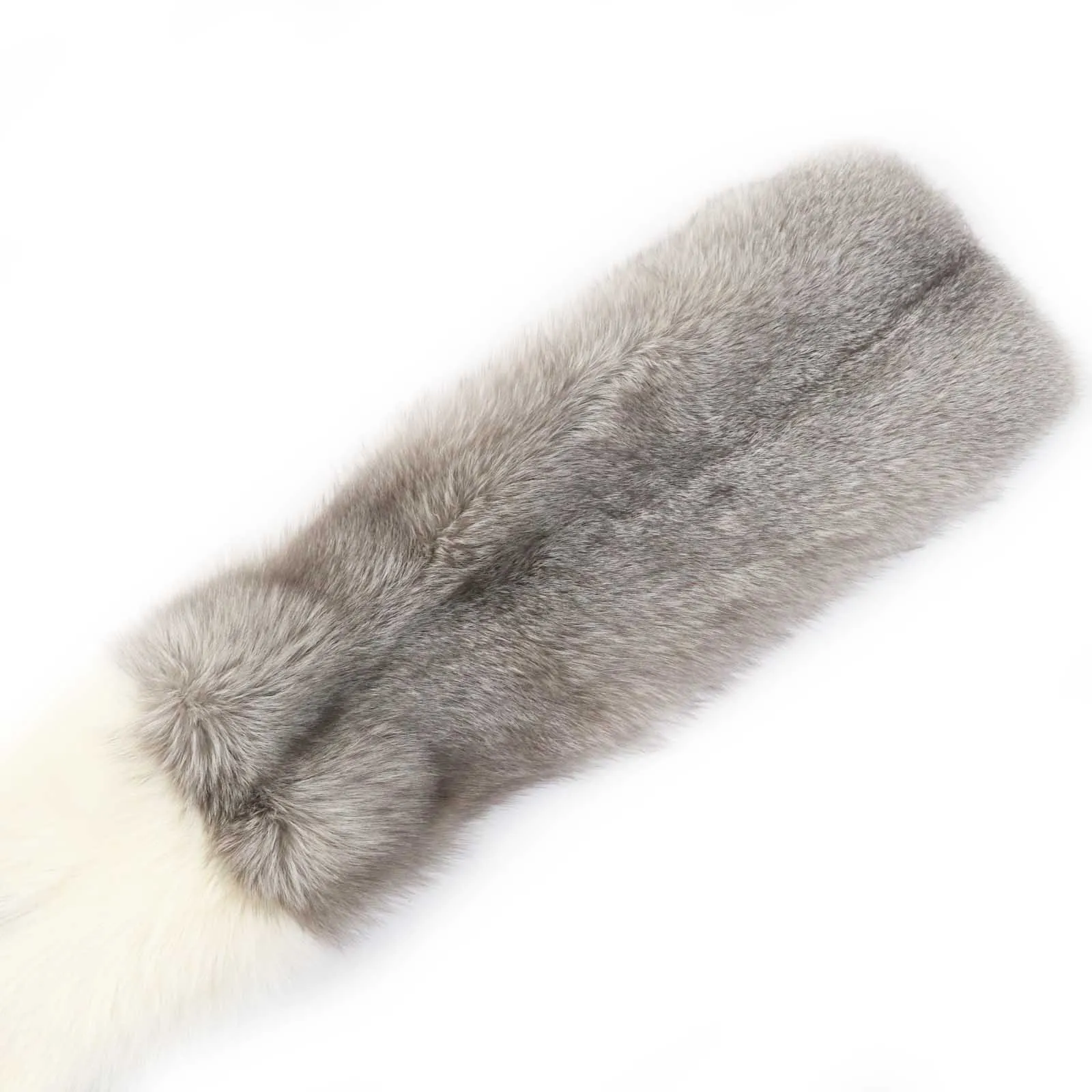 Alexander McQueen Fox Silk Fur Shawl Gray White