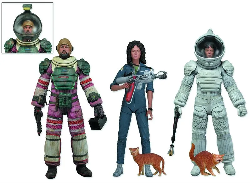 Aliens series 4 7" action figure set - Ripley in Jumpsuit, Ripley in Compression suit, Dallas in Compression suit by NECA