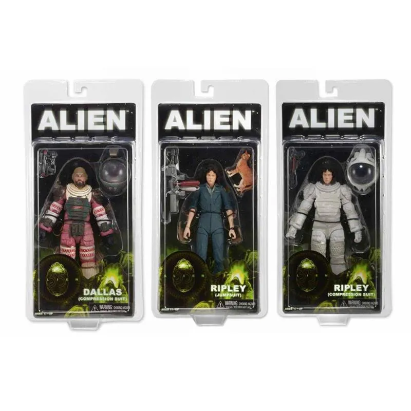 Aliens series 4 7" action figure set - Ripley in Jumpsuit, Ripley in Compression suit, Dallas in Compression suit by NECA