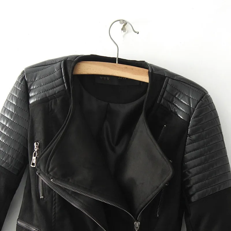 ALISSA VEGAN LEATHER BIKER JACKET- BLACK