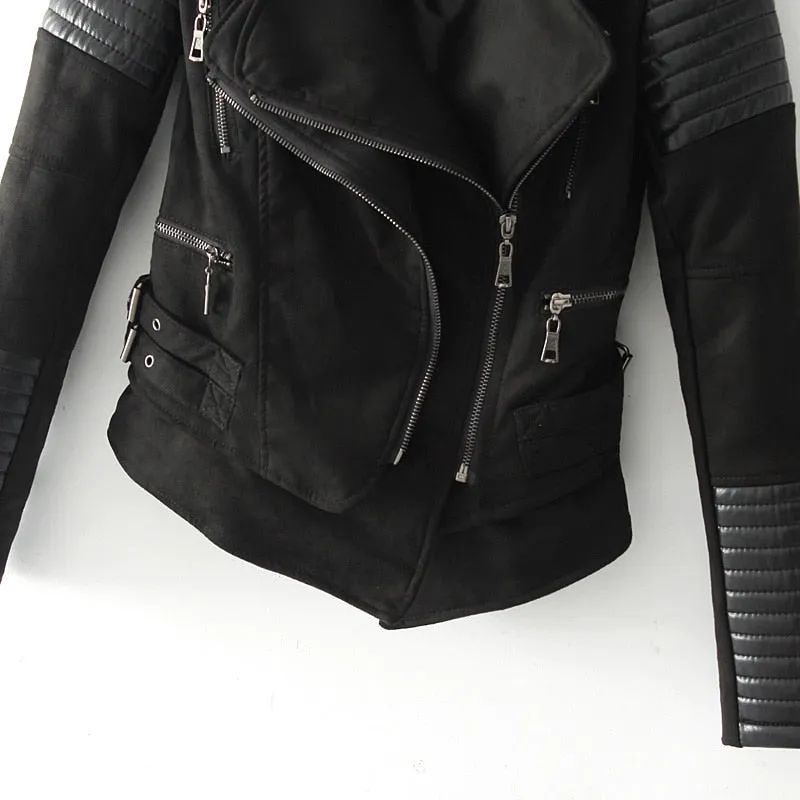 ALISSA VEGAN LEATHER BIKER JACKET- BLACK