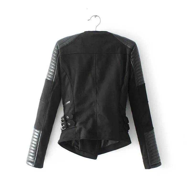 ALISSA VEGAN LEATHER BIKER JACKET- BLACK