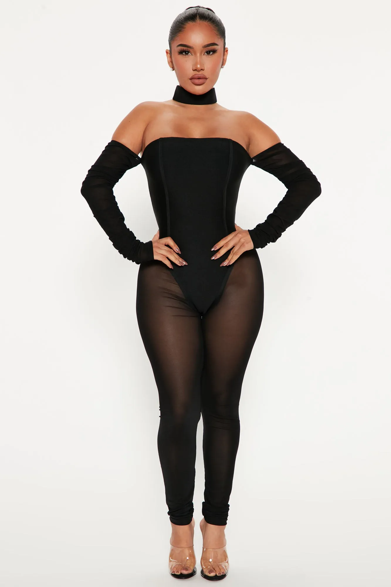 All Eyes On Me Bandage Jumpsuit - Black