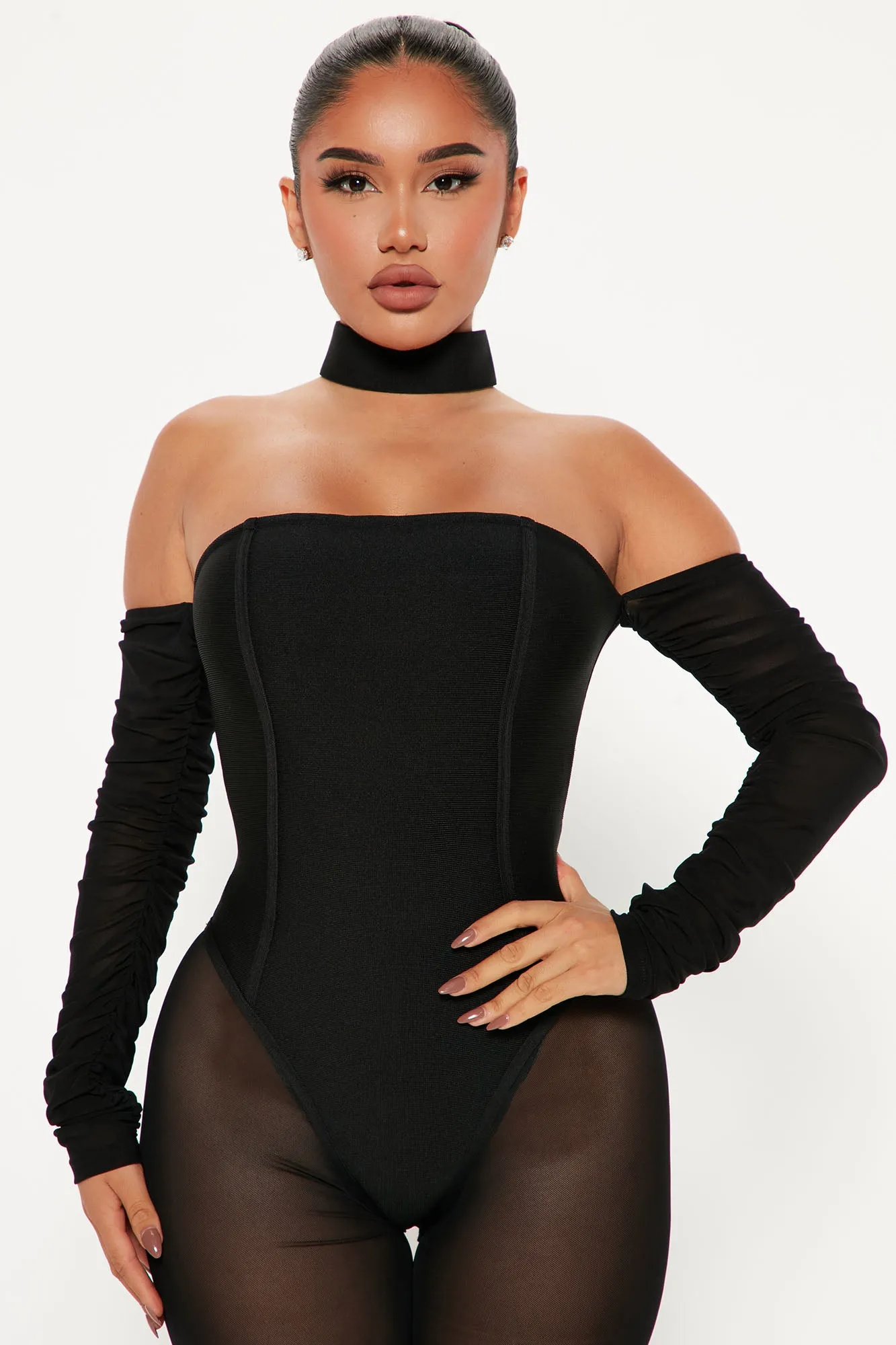 All Eyes On Me Bandage Jumpsuit - Black