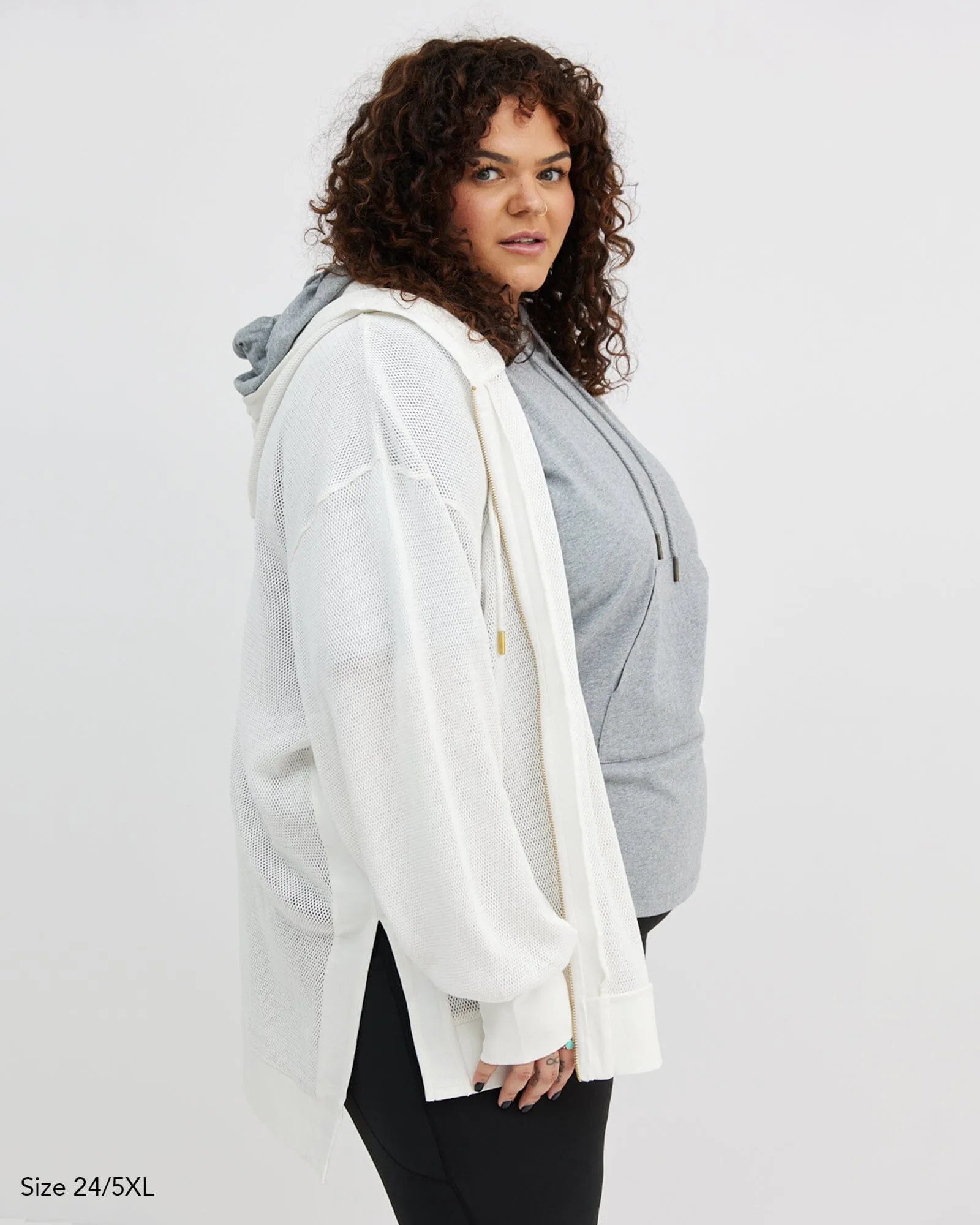 Alora Long Mesh Jacket - White