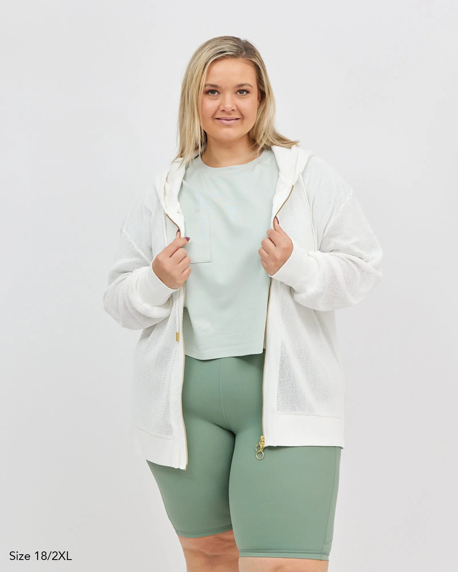 Alora Long Mesh Jacket - White