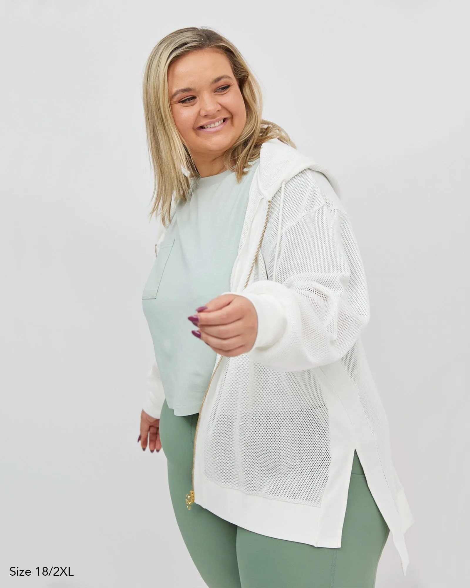 Alora Long Mesh Jacket - White