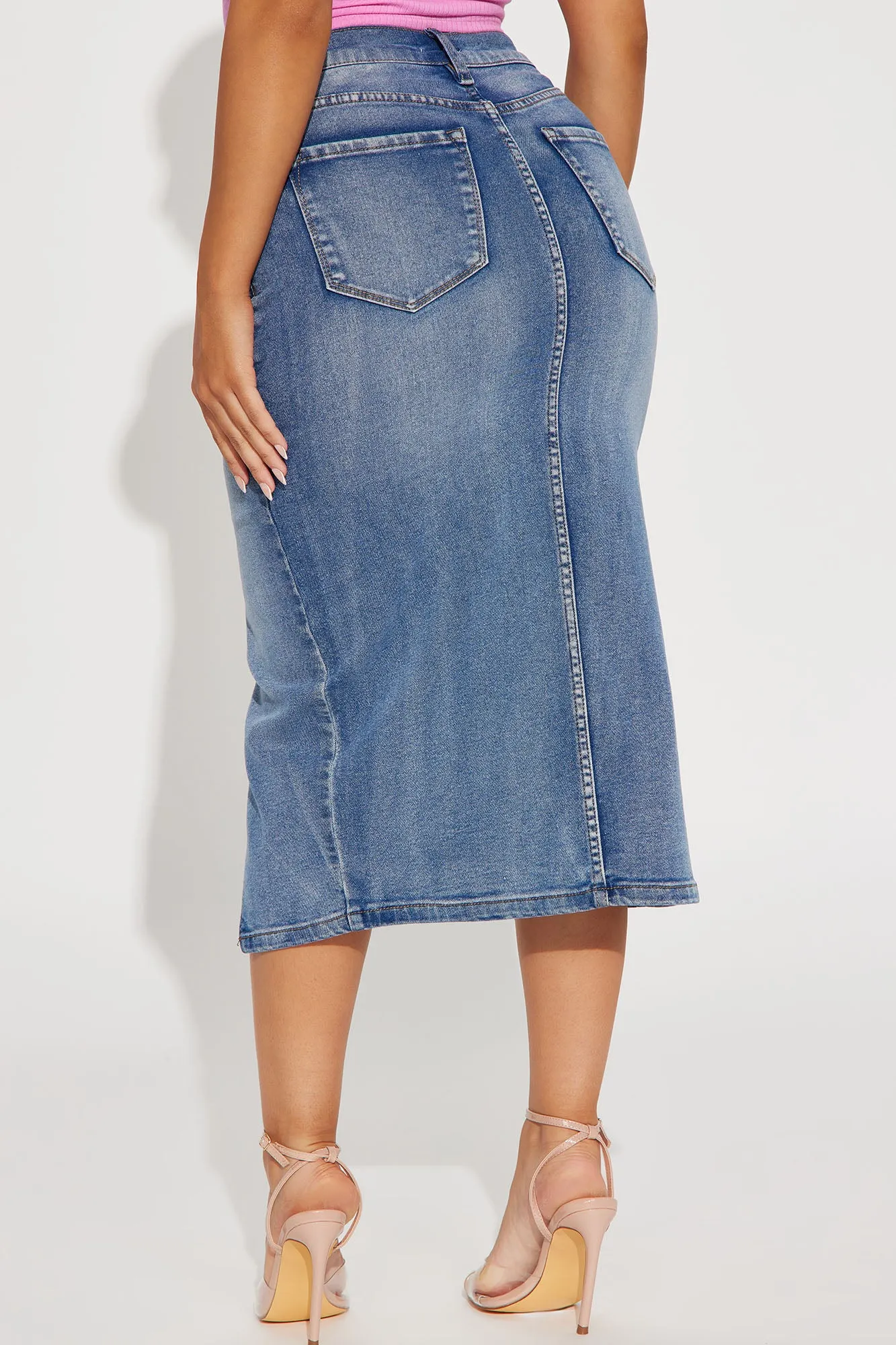 Anna Denim Midi Skirt - Medium Wash