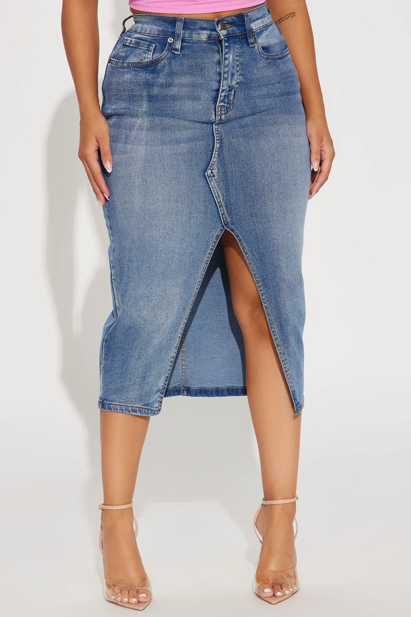 Anna Denim Midi Skirt - Medium Wash