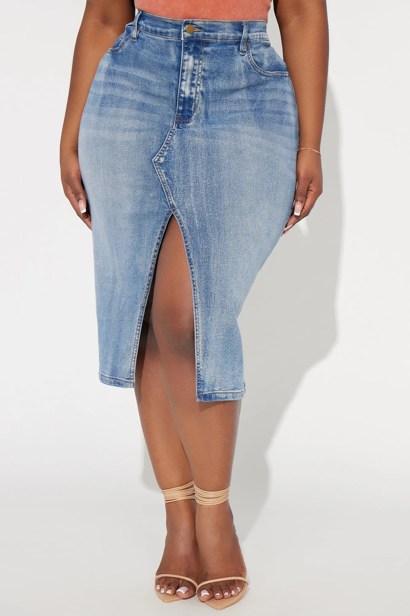 Anna Denim Midi Skirt - Medium Wash