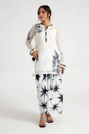 Arif Ashraf - Meshki - White / Black - Cotton Silk Viscose and Resham Cotton - 3 Piece