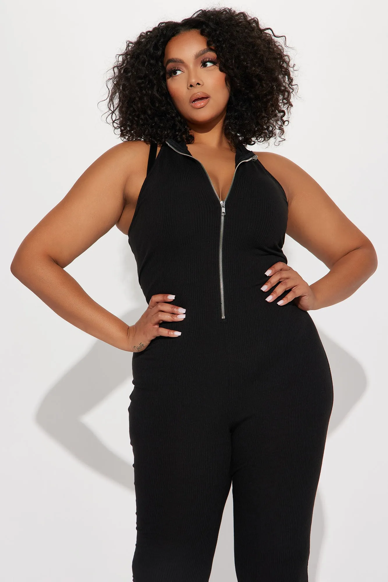 Artemis Ribbed Jumpsuit - Black