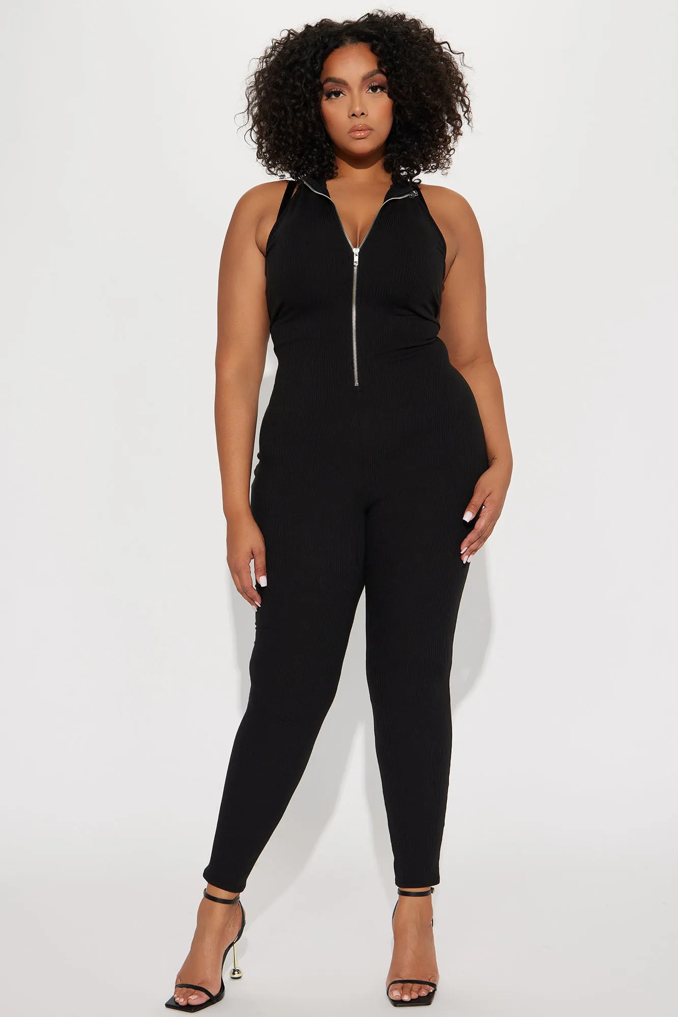 Artemis Ribbed Jumpsuit - Black