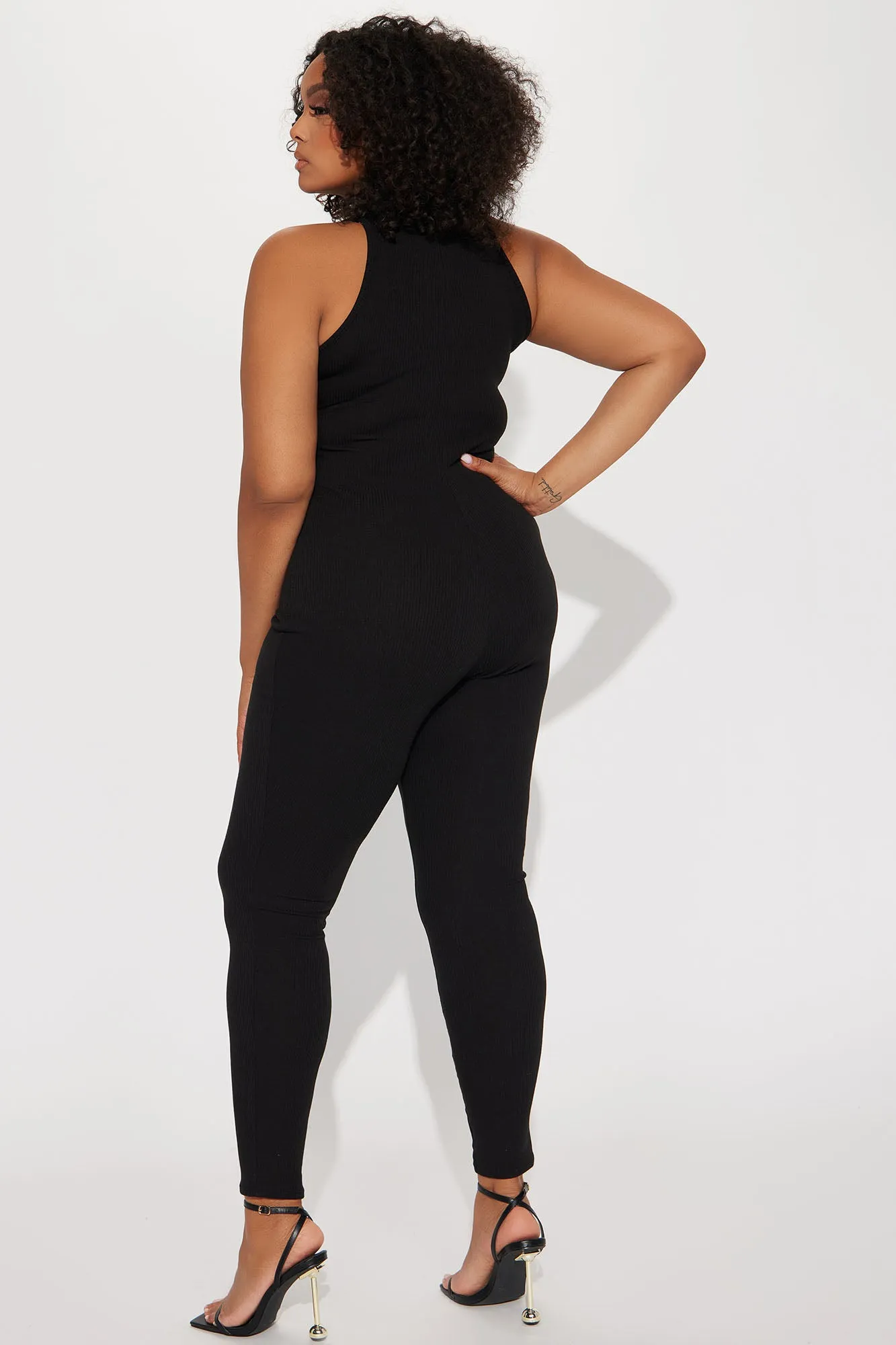 Artemis Ribbed Jumpsuit - Black