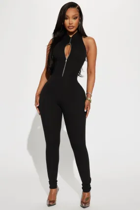 Artemis Ribbed Jumpsuit - Black