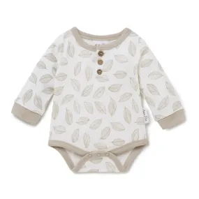 Aster and Oak Leaf Henley Onesie