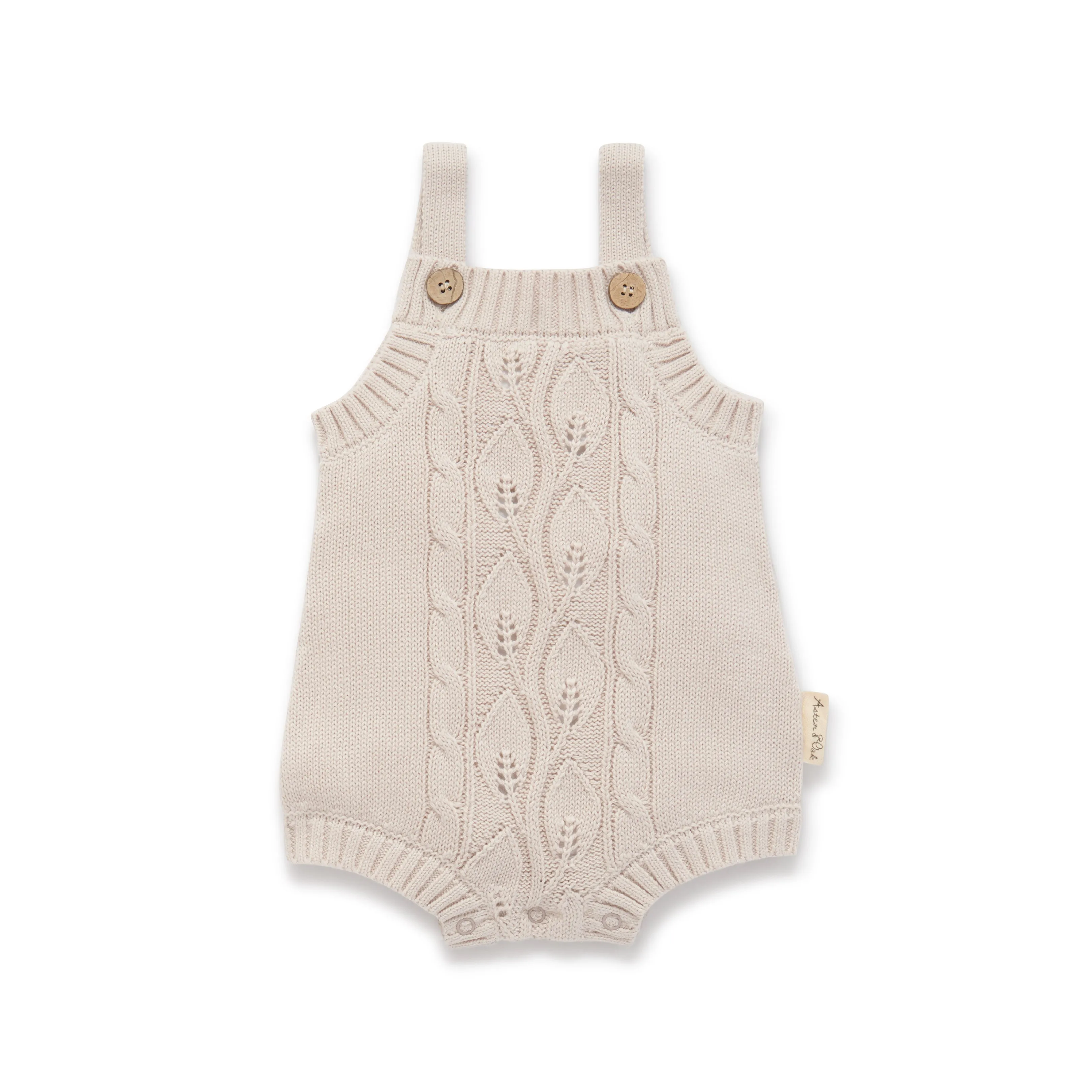 Aster and Oak Oatmeal Cable Knit Romper